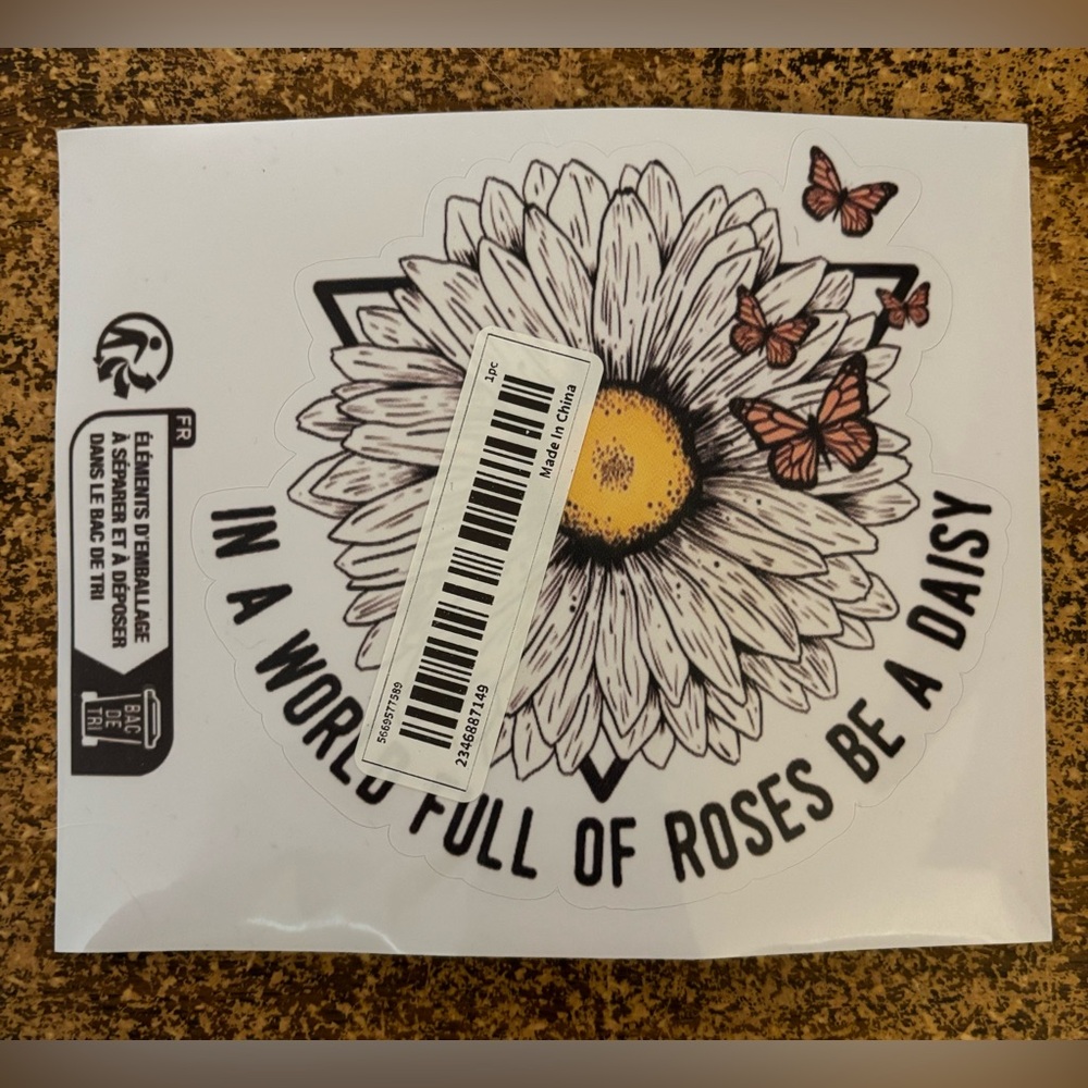 (3 for $20)Daisy and Butterfly Vinyl Sticker